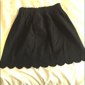 JCrew Scalloped Black Midi Skirt